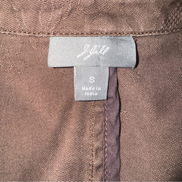 J Jill Brown Canvas Embroidered One Button Jacket Floral Purple Blue Small - Picture 9 of 11